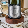 Étiquette de vin de bouteille de champagne en métal